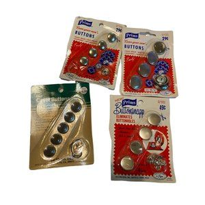 Vintage lot of 4 cover your own buttons metal NIP